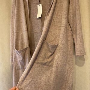 Pink & Grey Speckled Cardigan with Hood